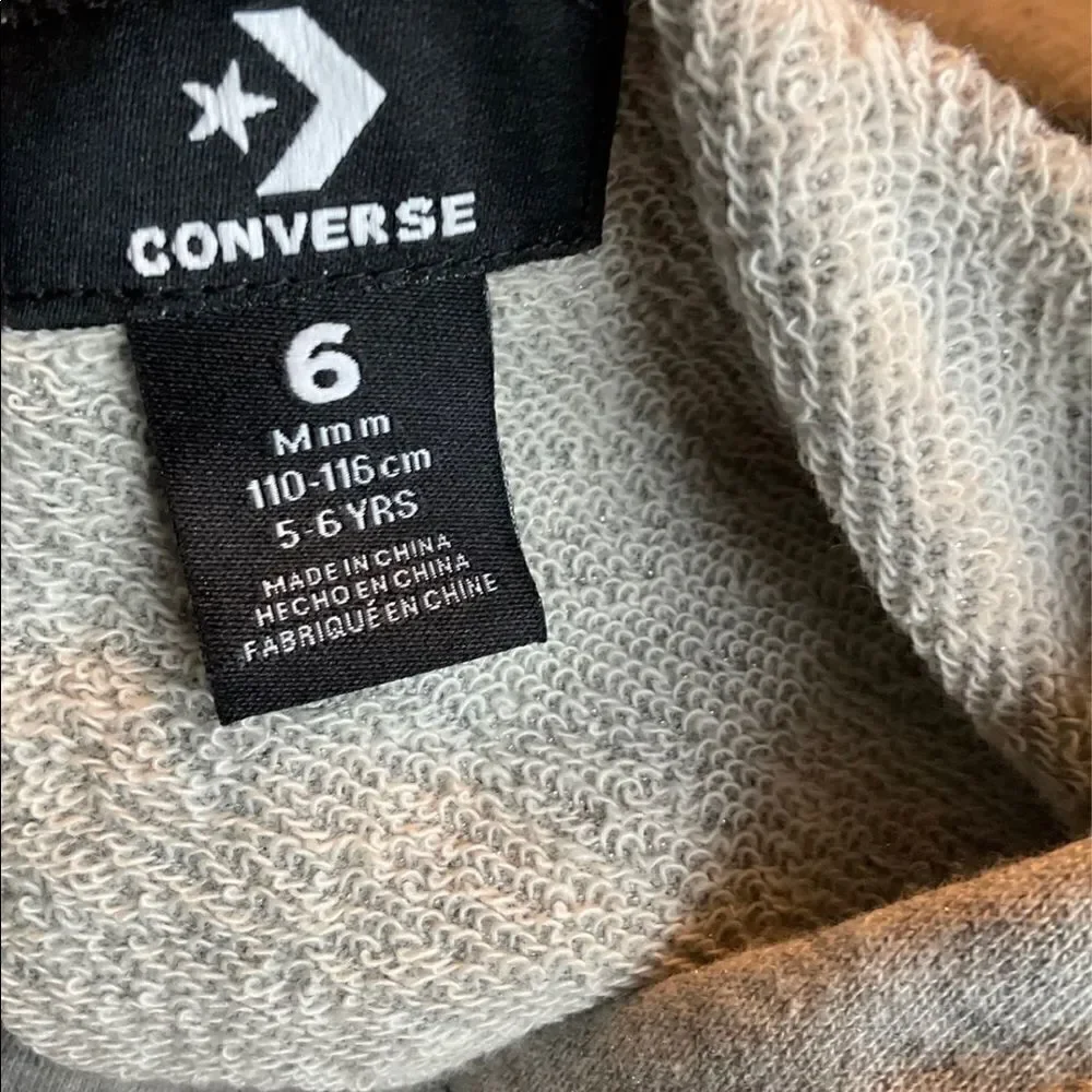 CONVERSE ALL STAR GIRLS MEDIUM Size 6 (5-6 years) Gray Hoodie